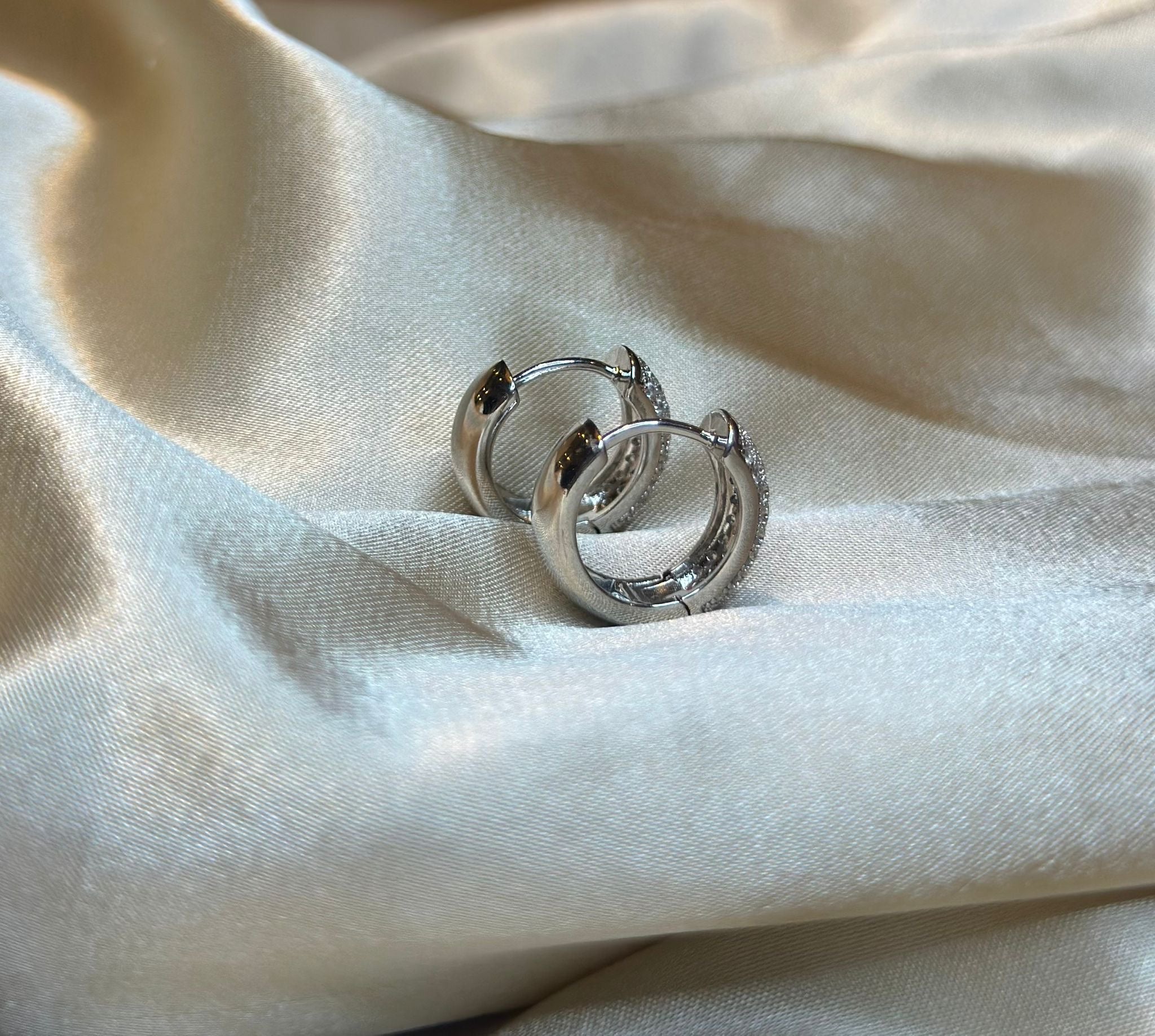 Silver Frosted Huggie Earrings