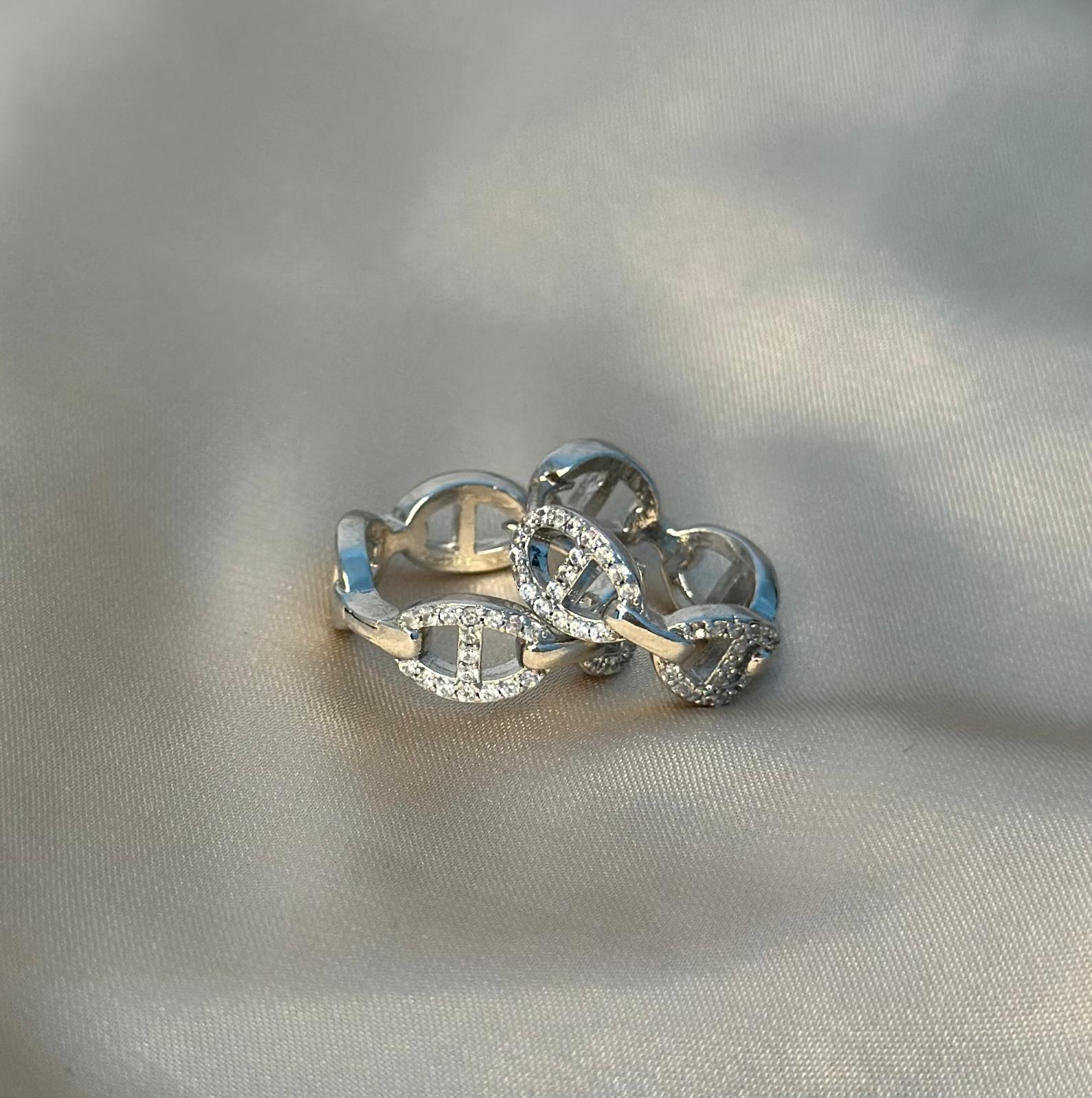 Silver Pave Mariner Huggie Earrings