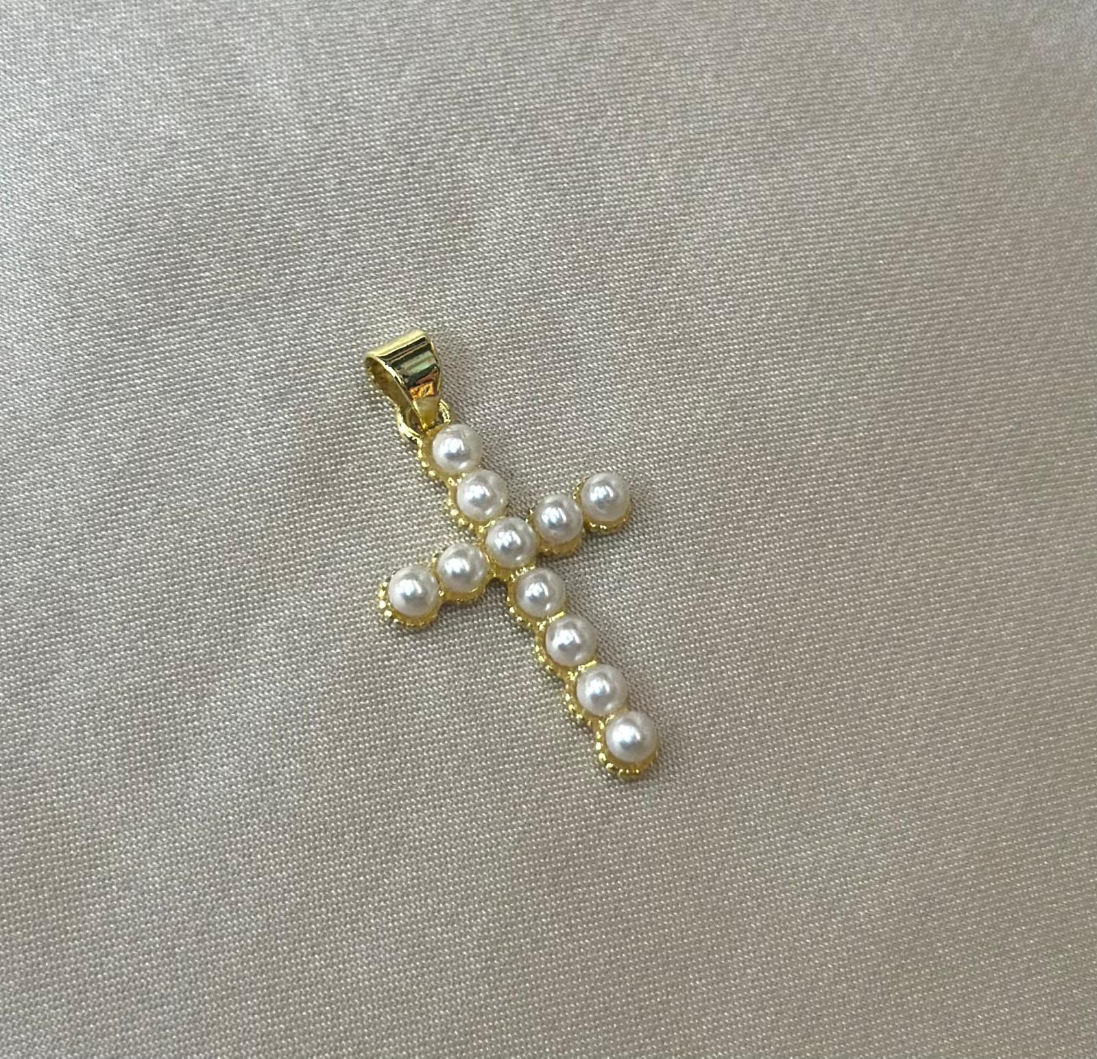 Pearl Cross Charm