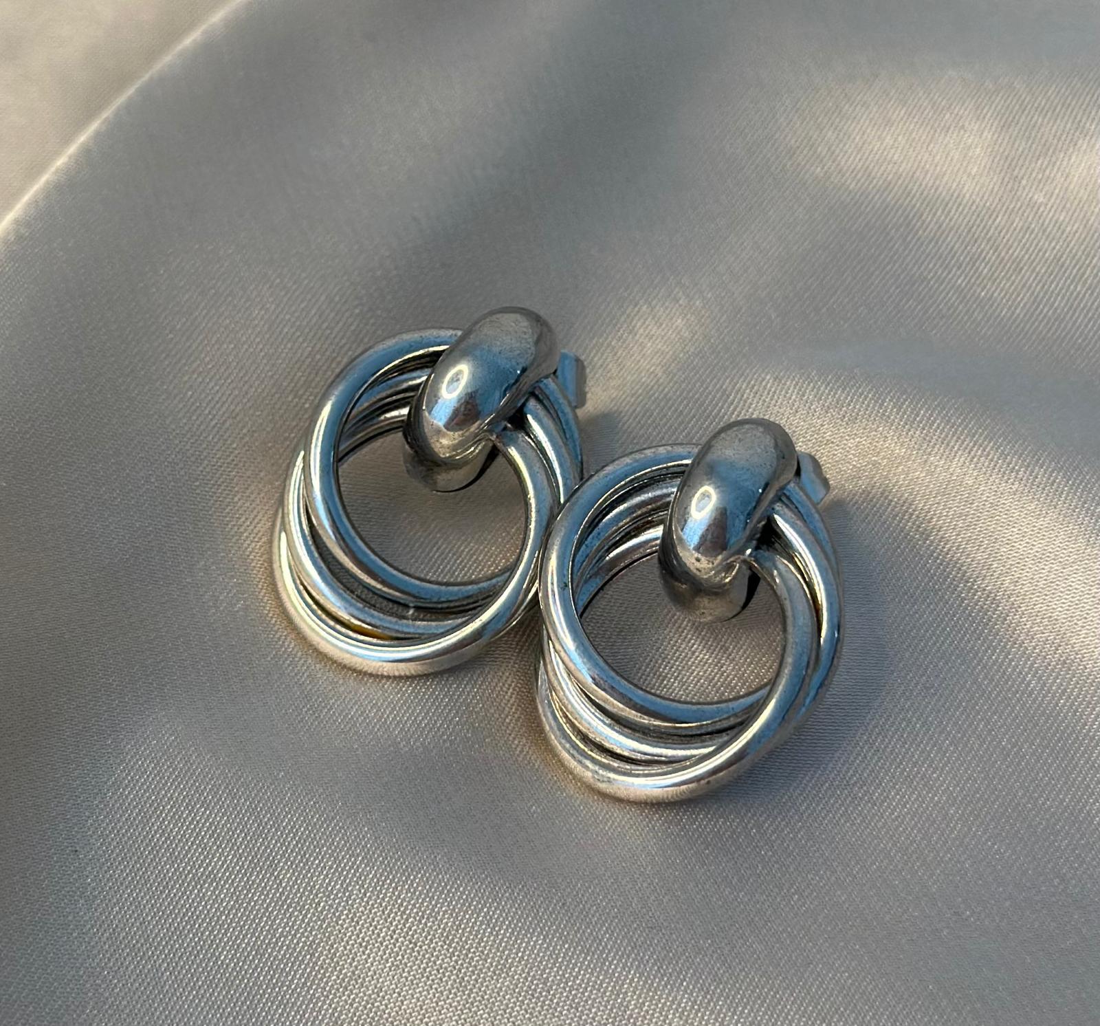 Silver Croissant Earrings