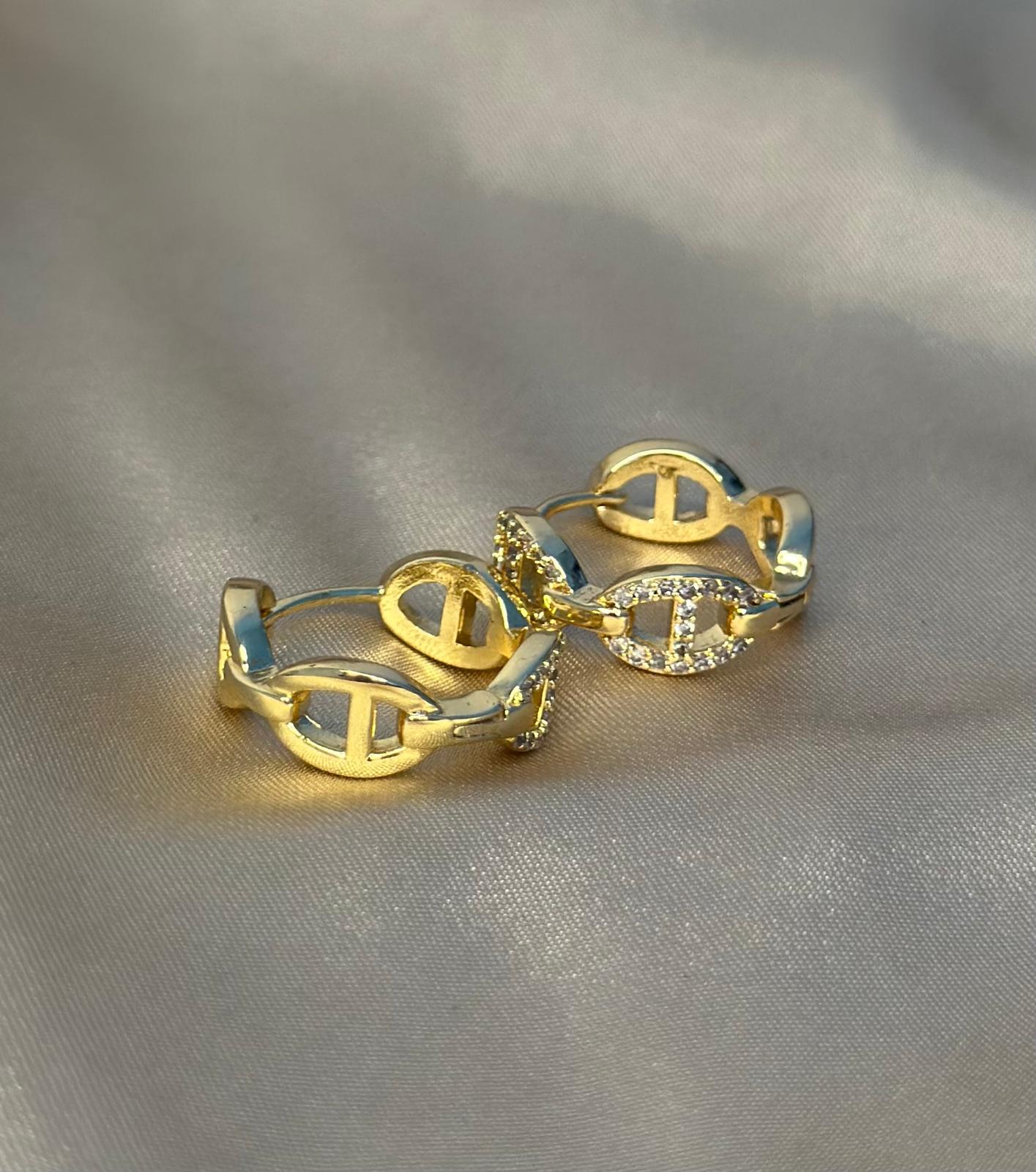 Pave Mariner Huggie Earrings