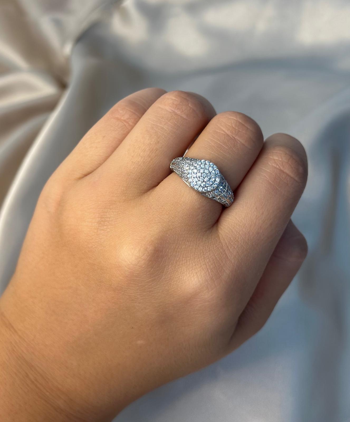 Silver Sparkling Crown Ring