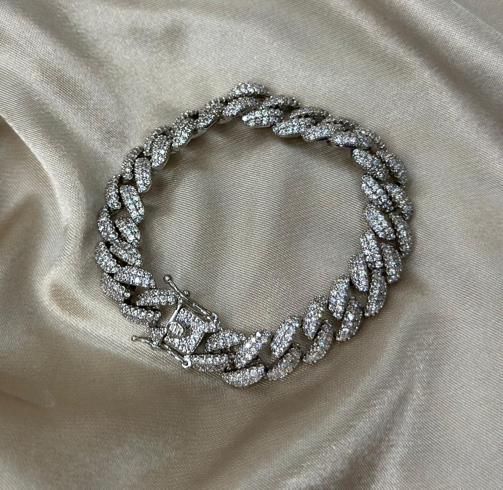 Silver Frosted Miami Cuban Link Bracelet