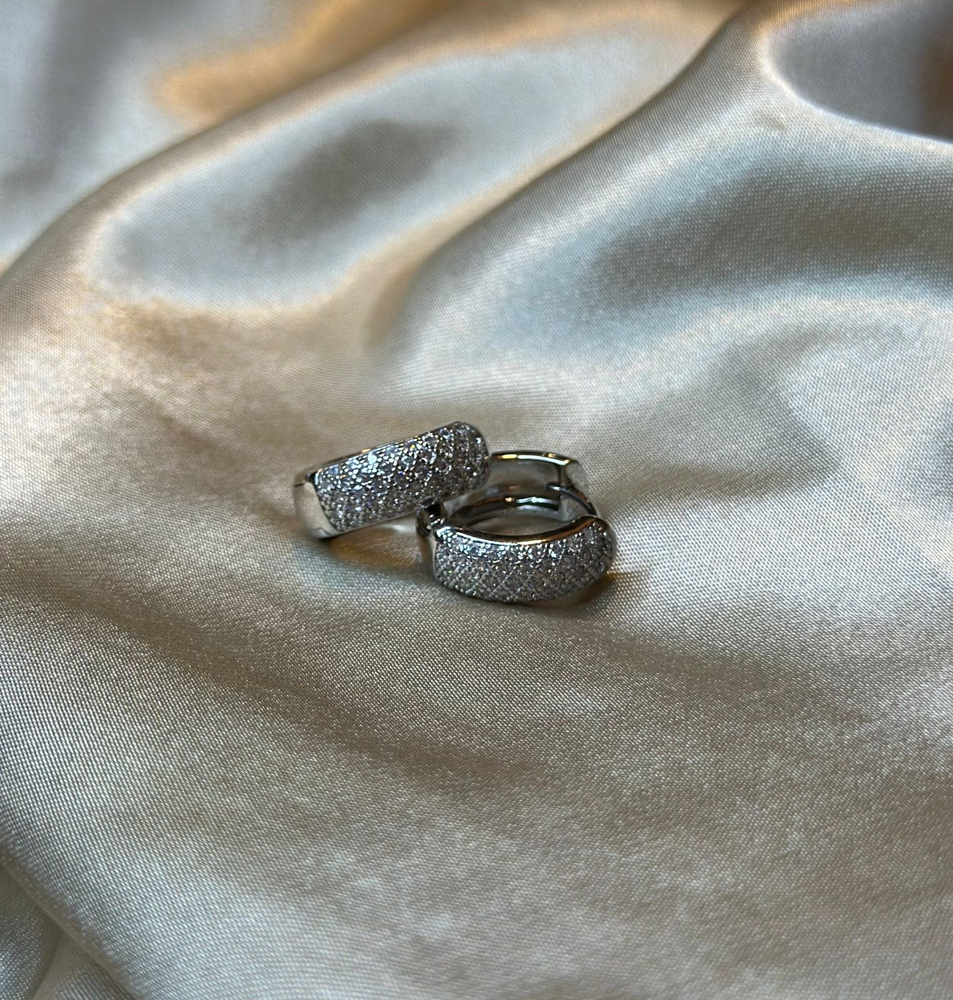 Silver Frosted Huggie Earrings