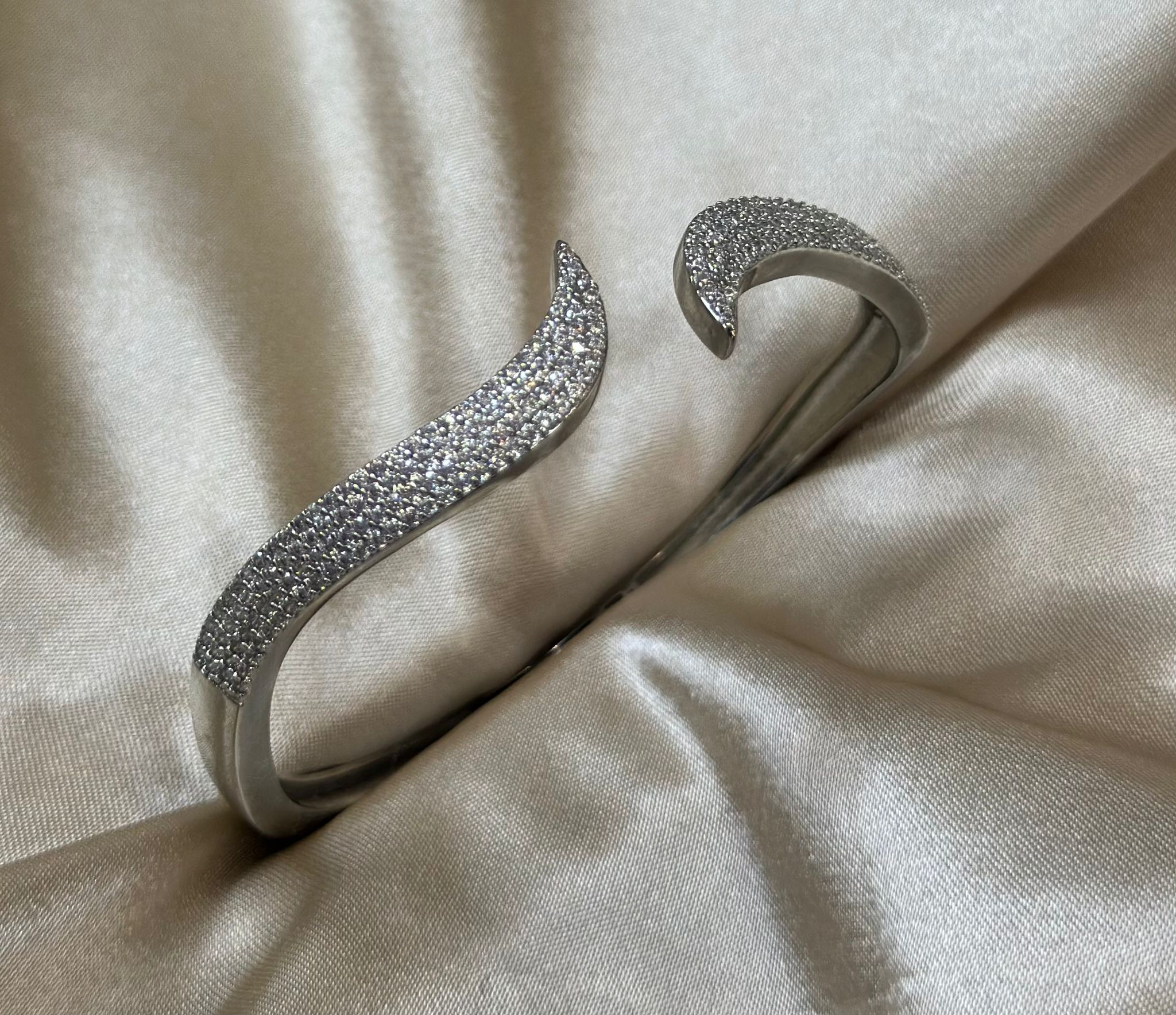 Silver Pave Wave Bangle
