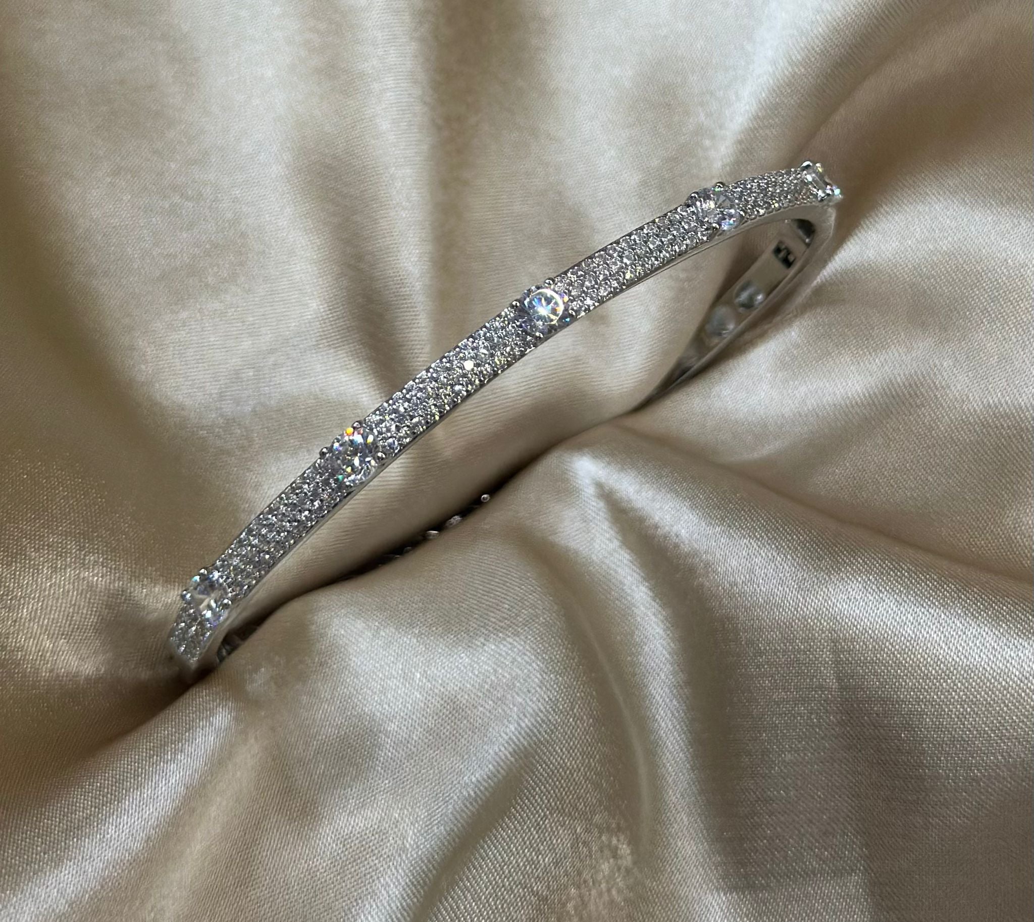 Silver Princess Cut Bangle