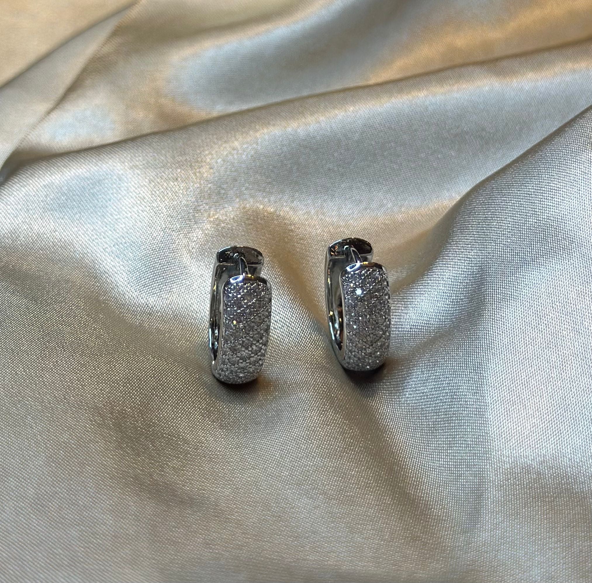 Silver Frosted Huggie Earrings