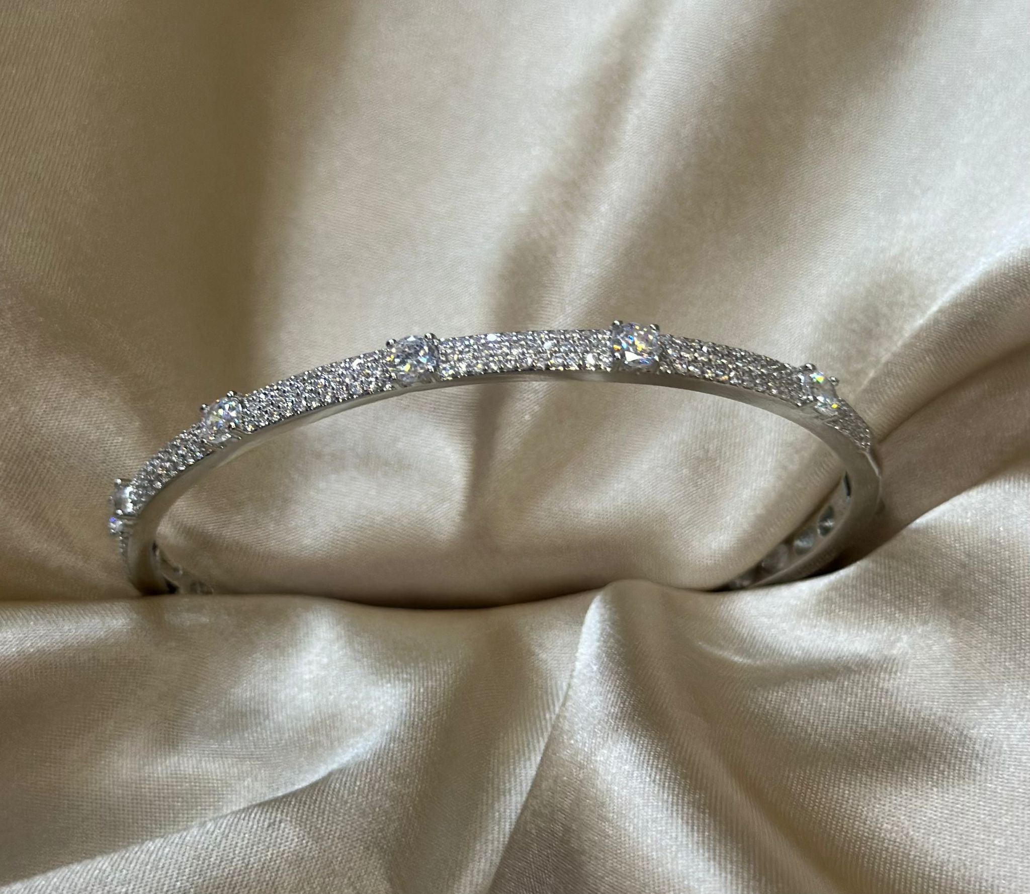 Silver Princess Cut Bangle