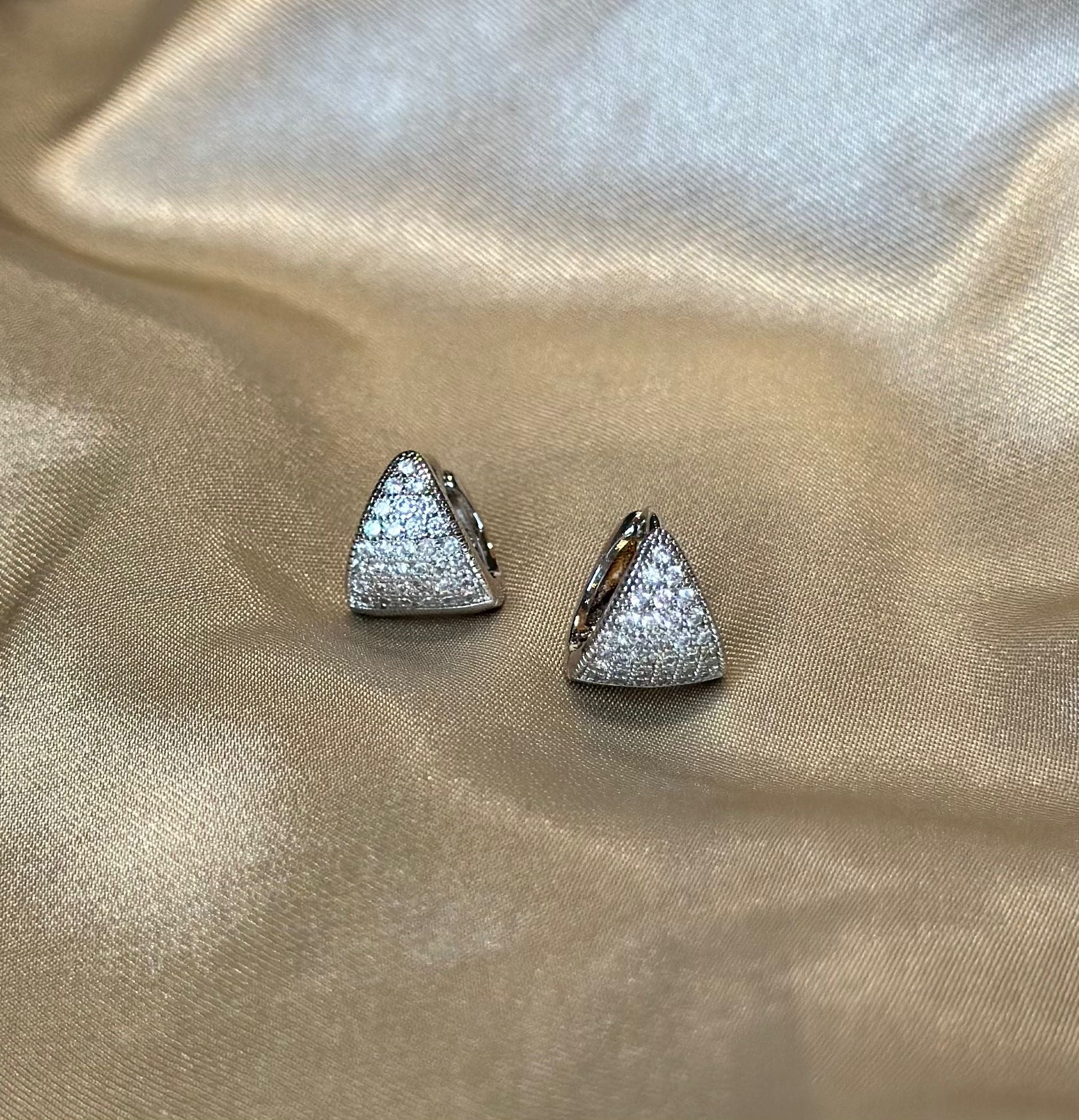 Silver Prisma Huggie Earrings