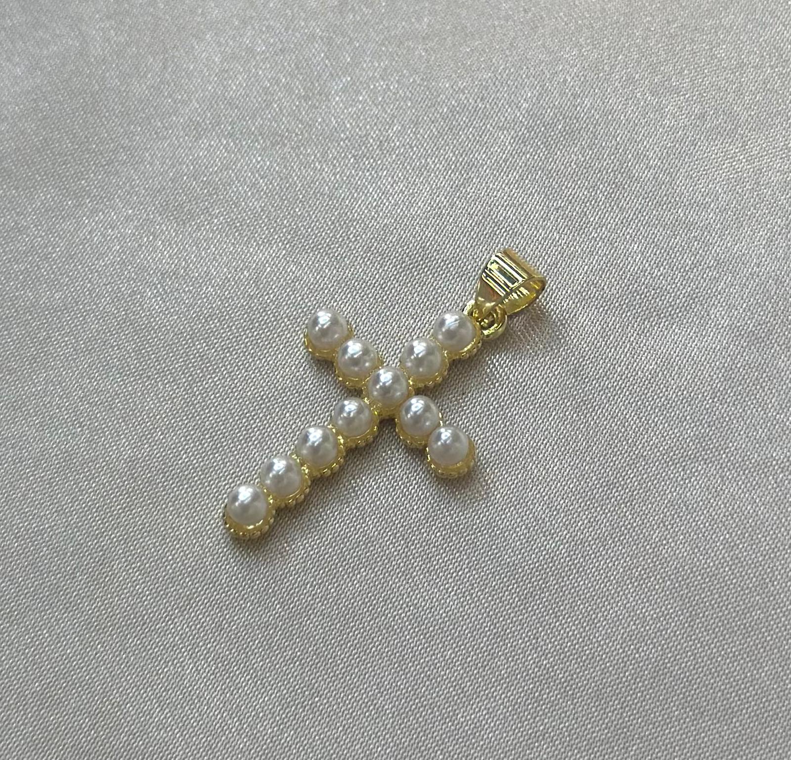 Pearl Cross Charm