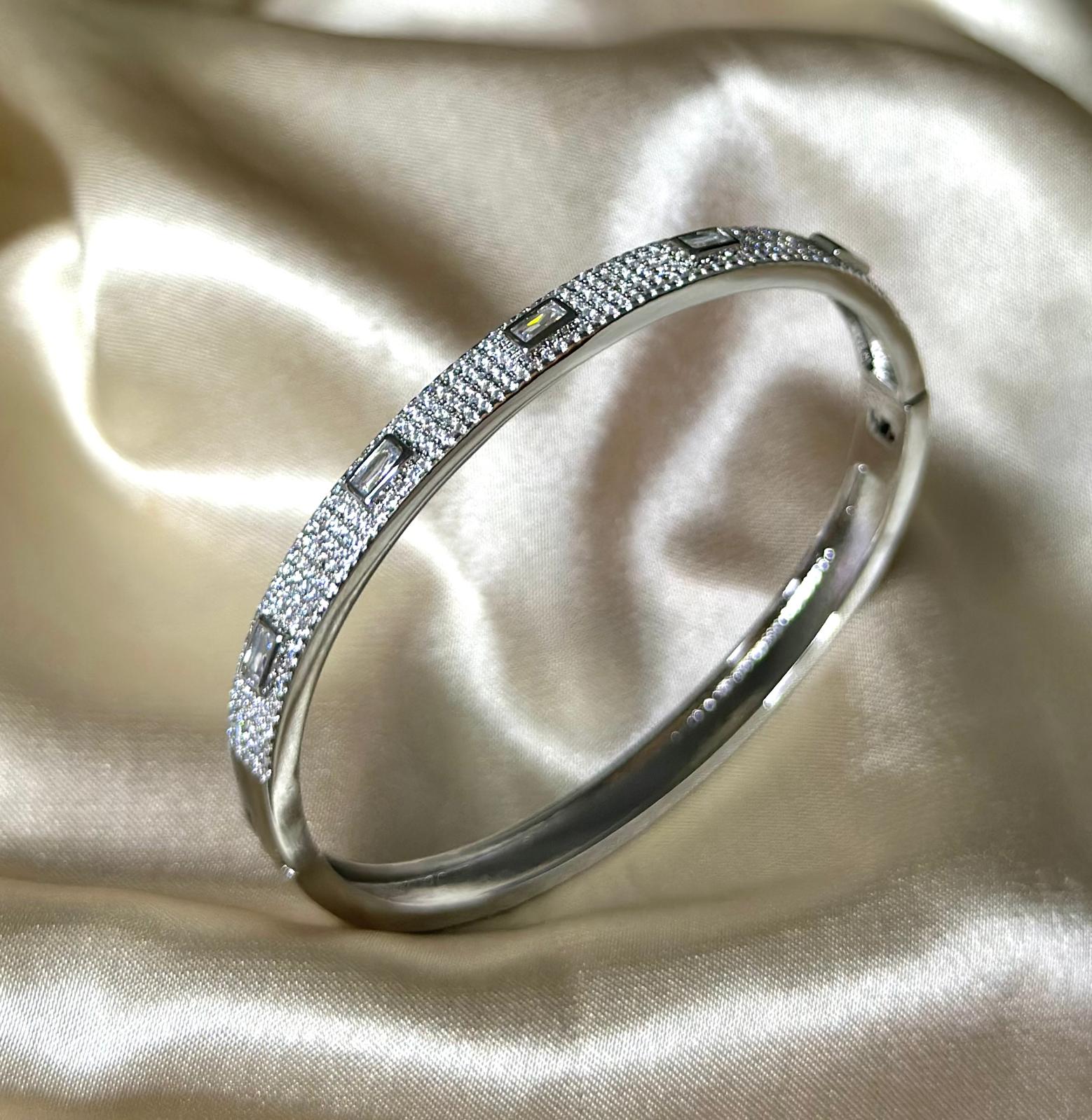 Silver Egyptian Pave Bangle