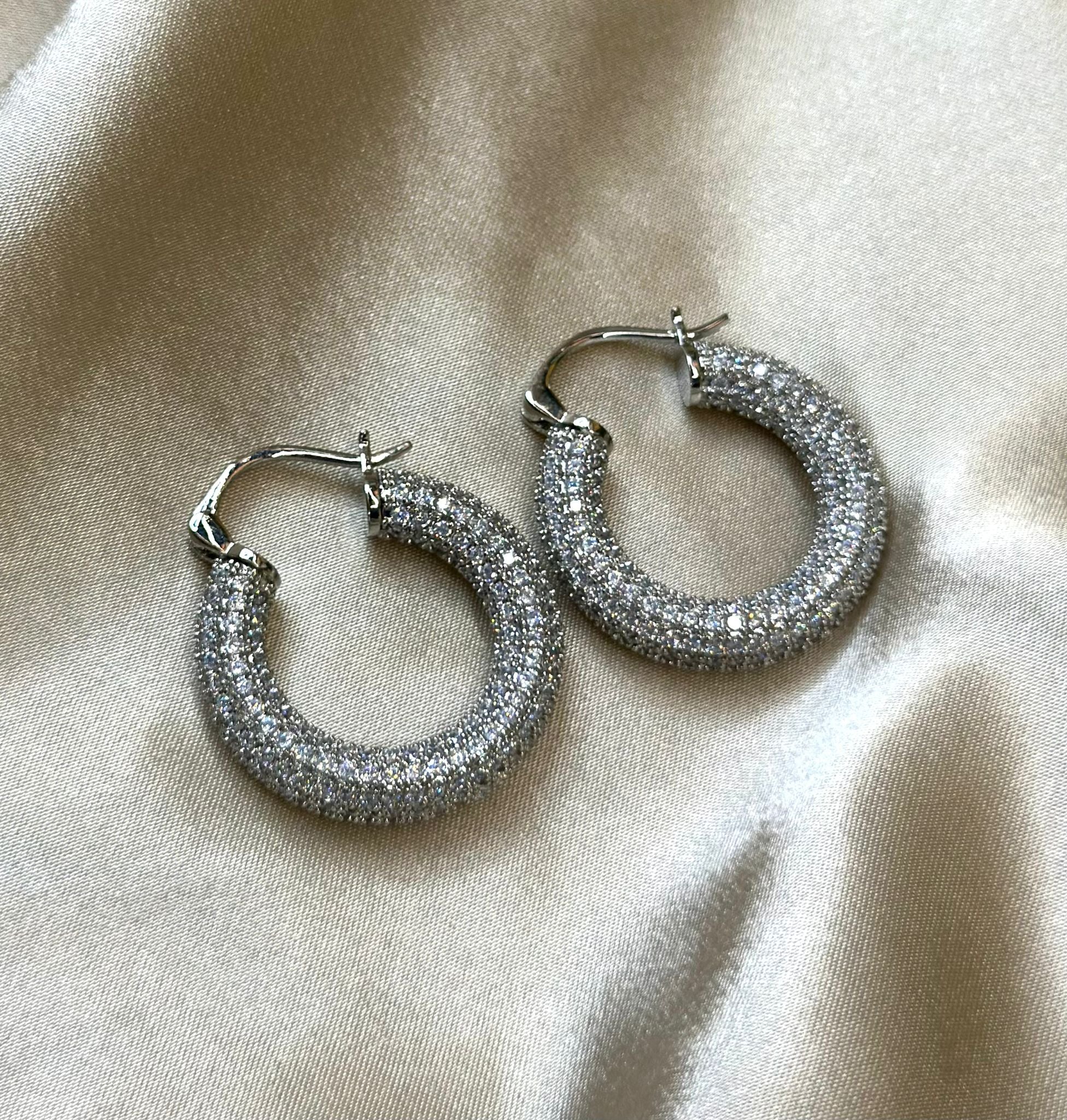 Silver French Lever-Back Hoop Earrings