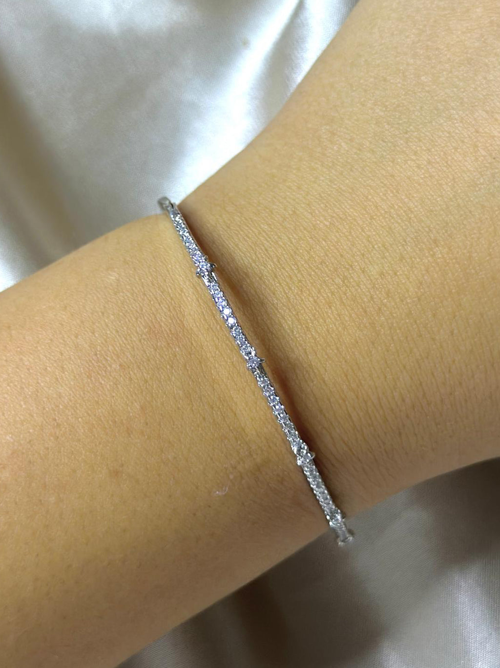 Silver Agatha Pave Bangle