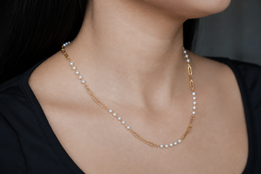 Paperclip Pearl Necklace