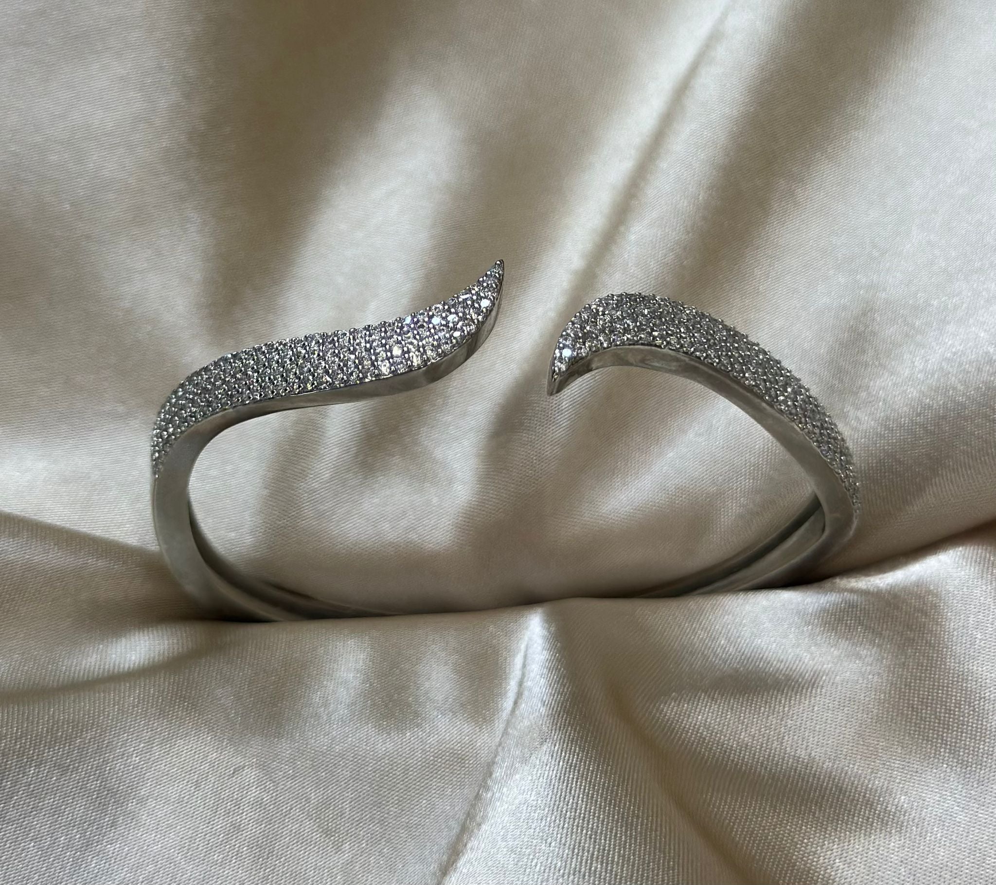 Silver Pave Wave Bangle