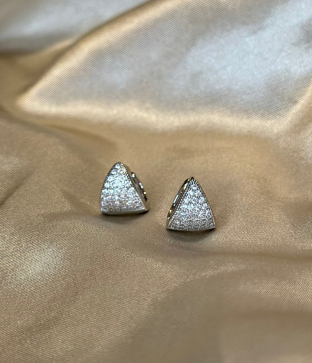 Silver Prisma Huggie Earrings