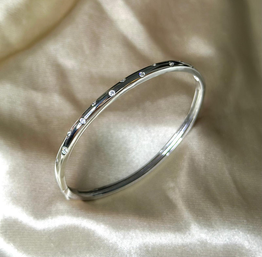 Silver Diamond Rain Bangle