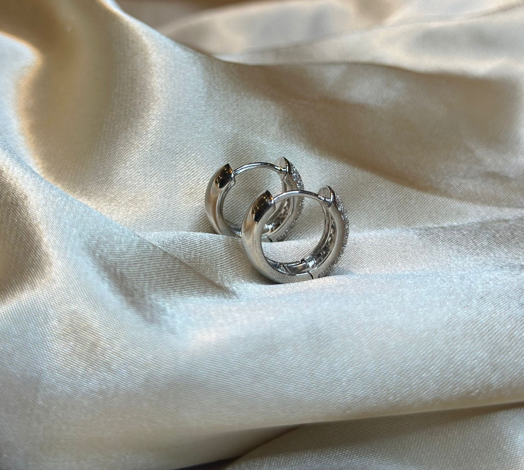 Silver Frosted Huggie Earrings