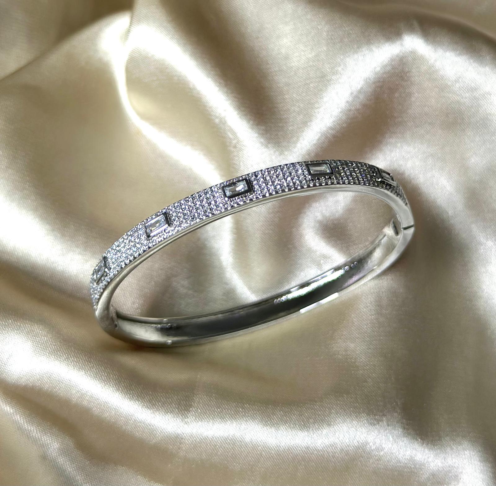 Silver Egyptian Pave Bangle