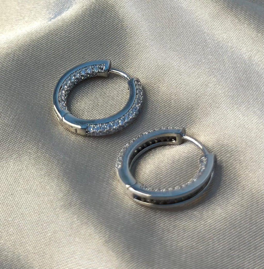 Silver MicroPave Gloria Huggies