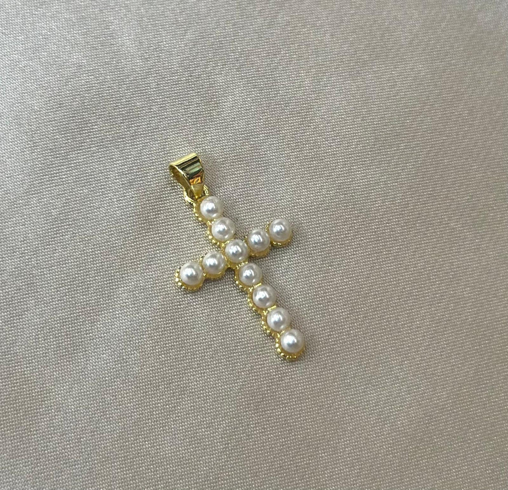 Pearl Cross Charm