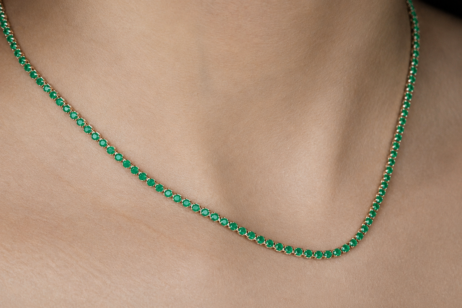 Emerald Classic Tennis Necklace