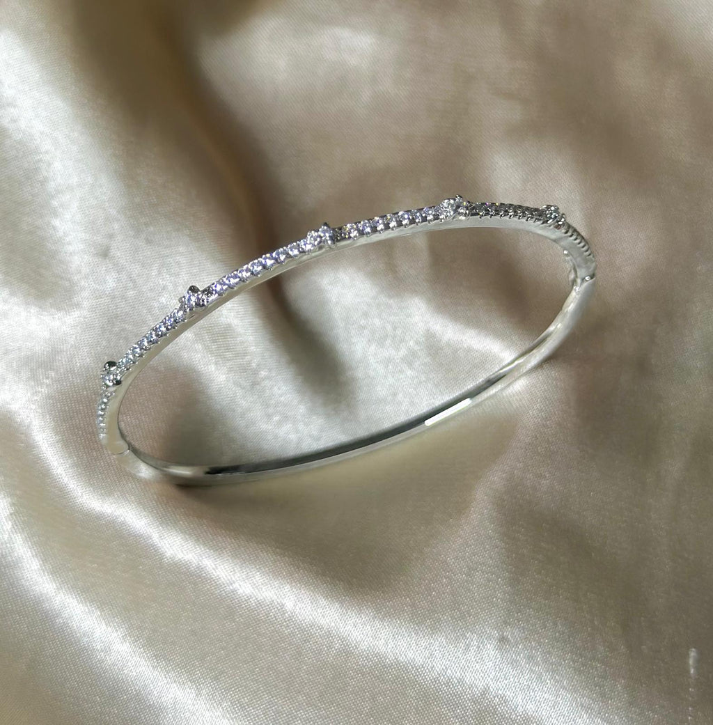Silver Agatha Pave Bangle