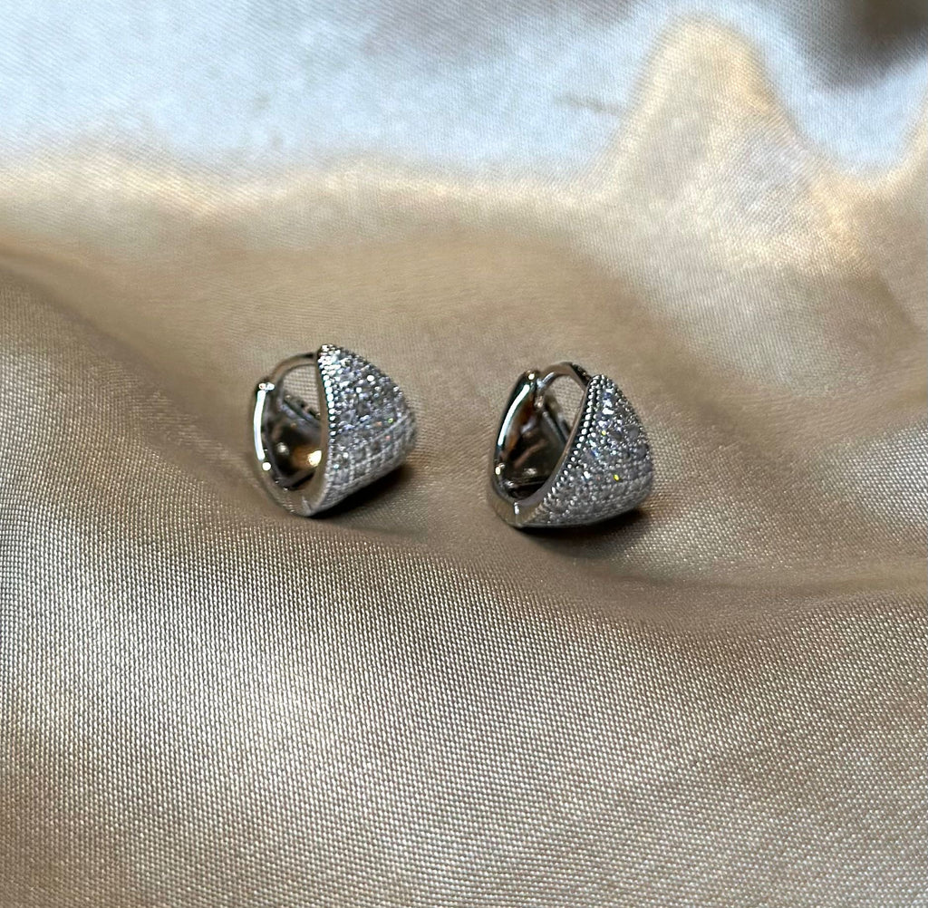 Silver Prisma Huggie Earrings