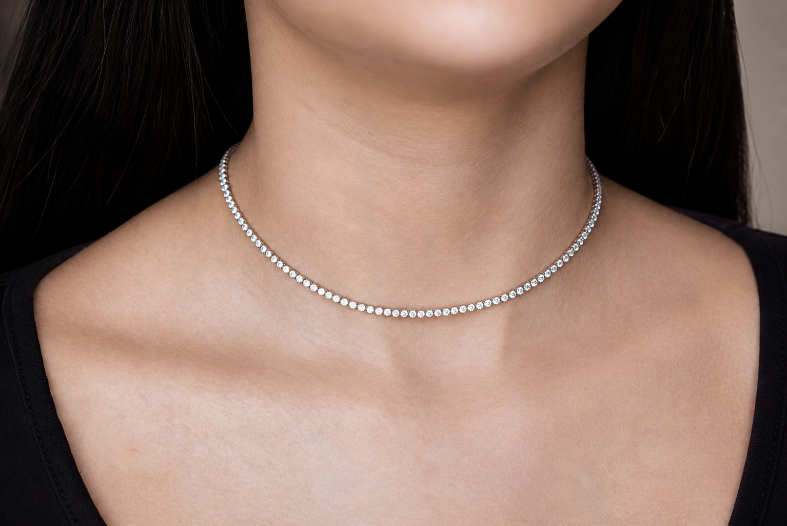Silver Classic Tennis Necklace