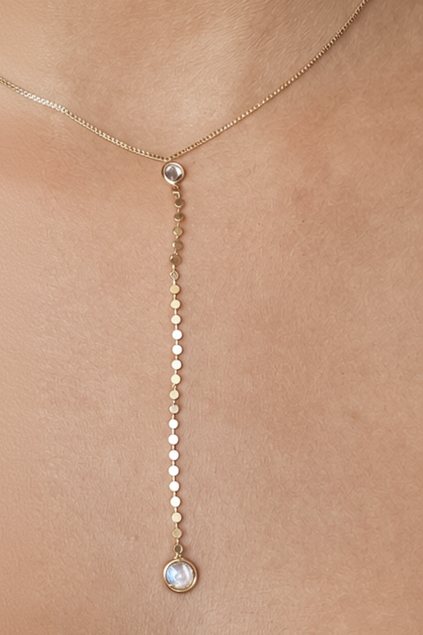 Dot Chain Lariat Necklace