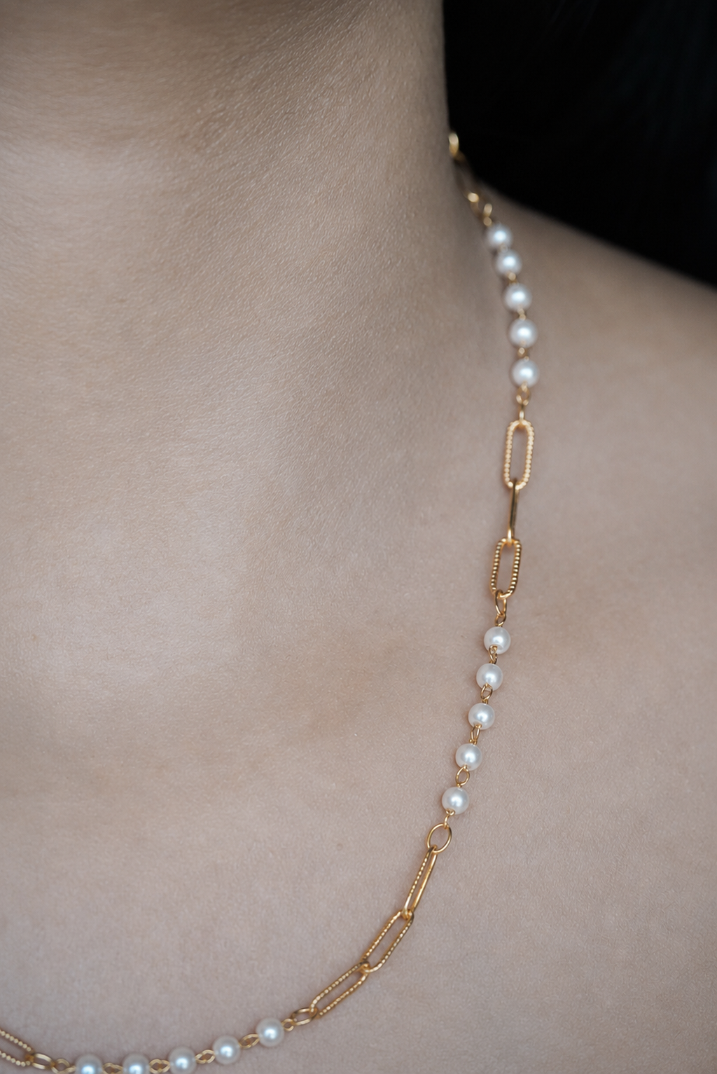 Paperclip Pearl Necklace