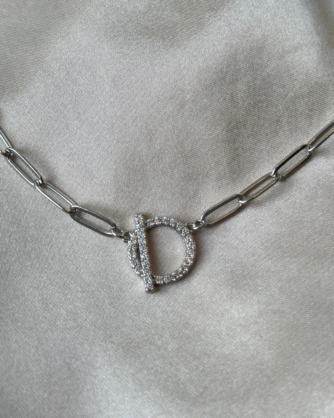 Silver Pave Toggle Necklace