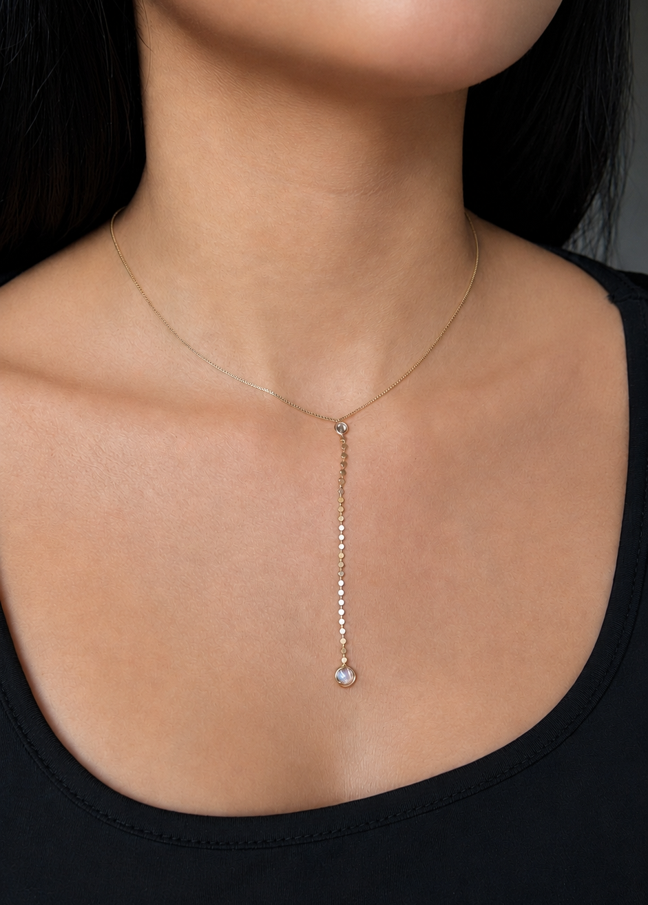 Dot Chain Lariat Necklace