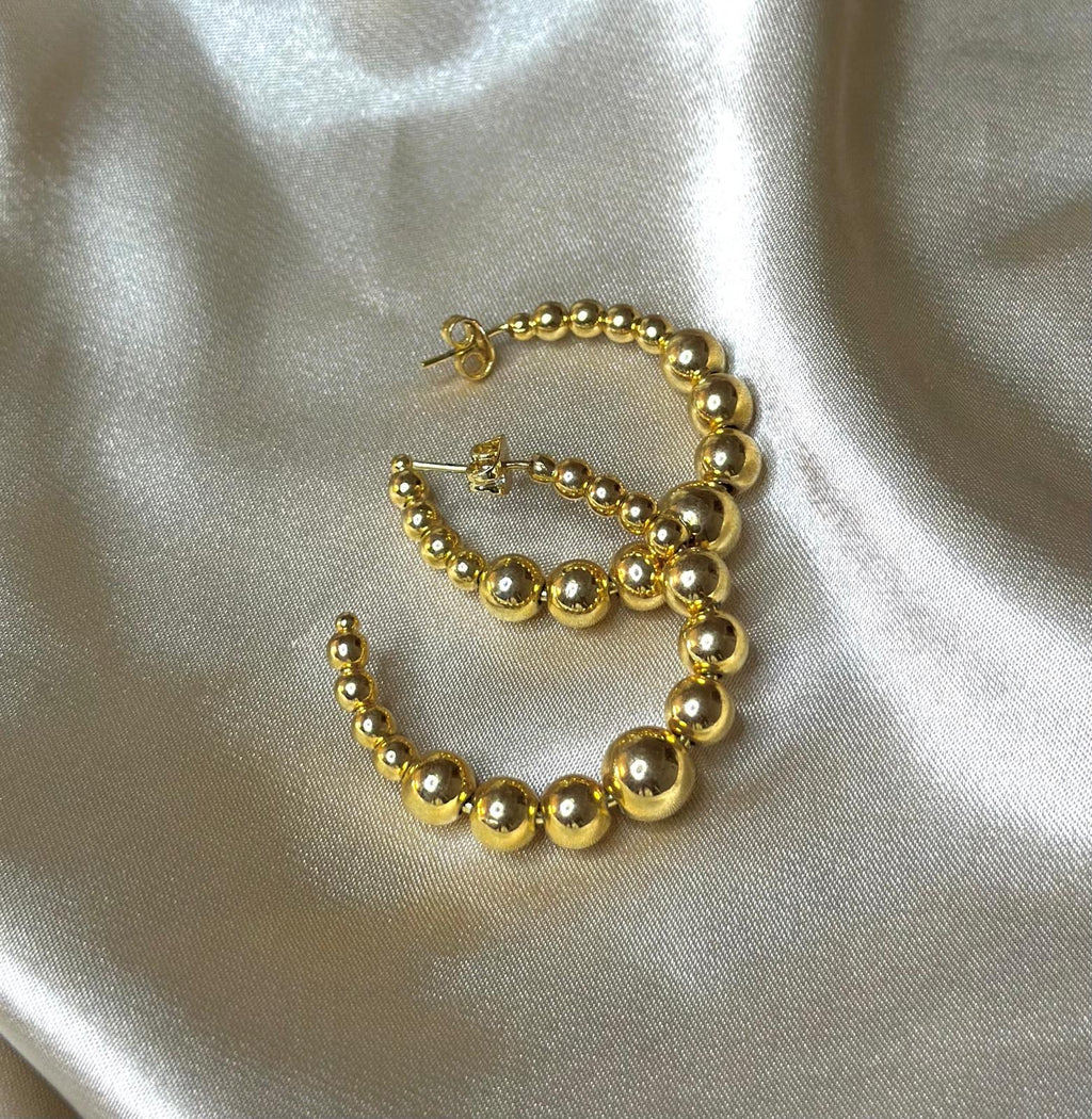 Graduated Beaded Hoop Earrings