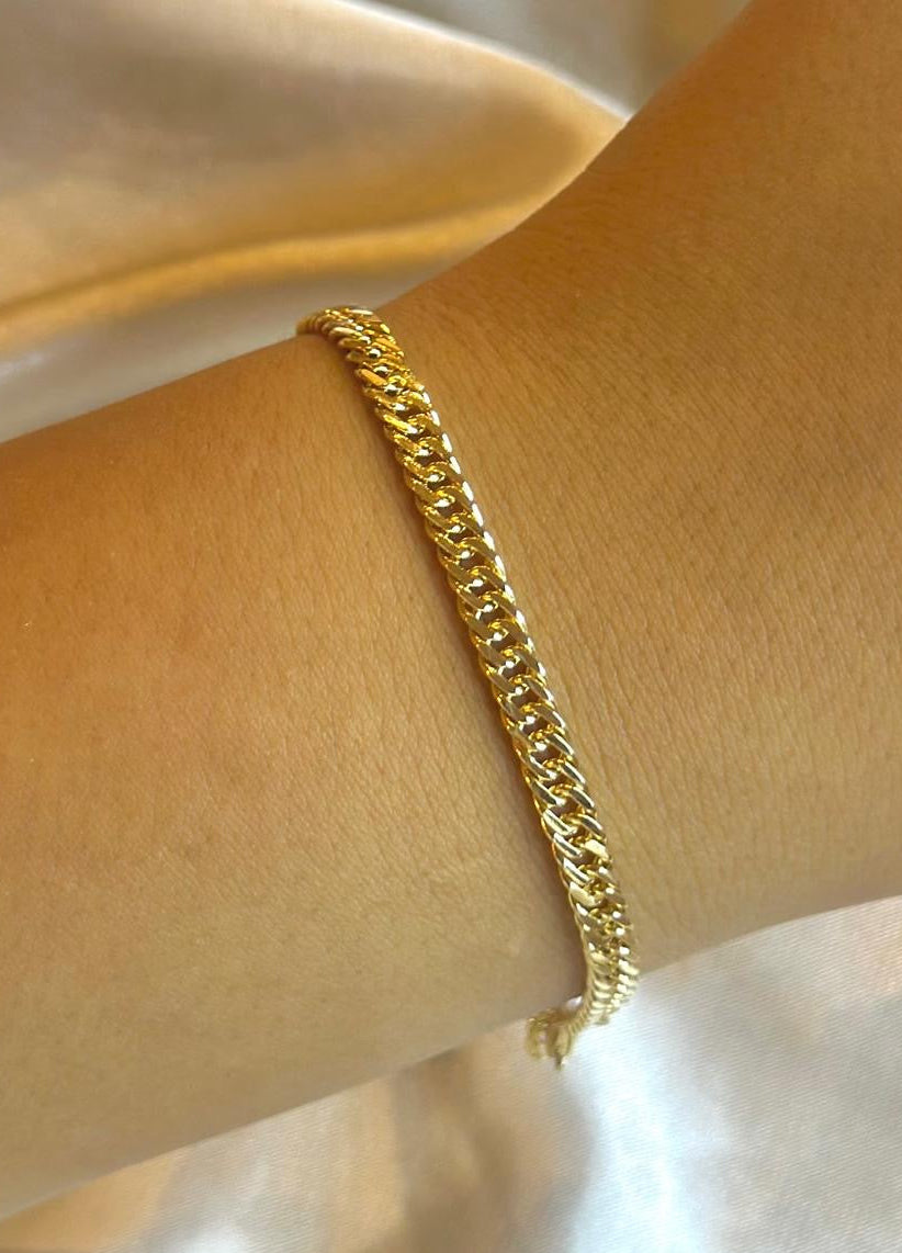 Double Curb Cuban LInk Bracelet