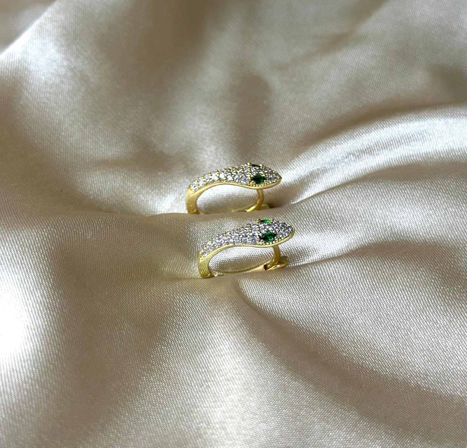 Emerald Snake Huggie Earrings