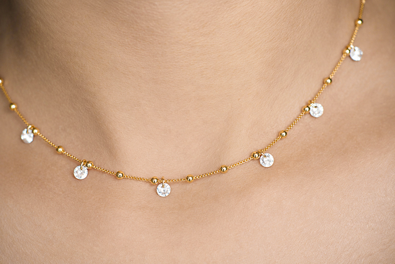 Satellite Drop Choker Necklace