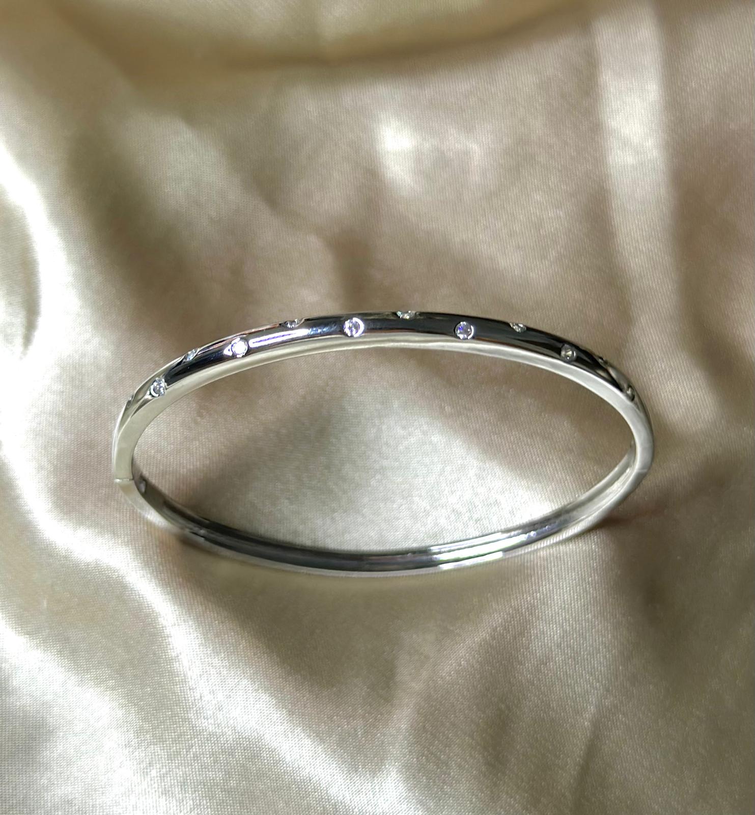 Silver Diamond Rain Bangle