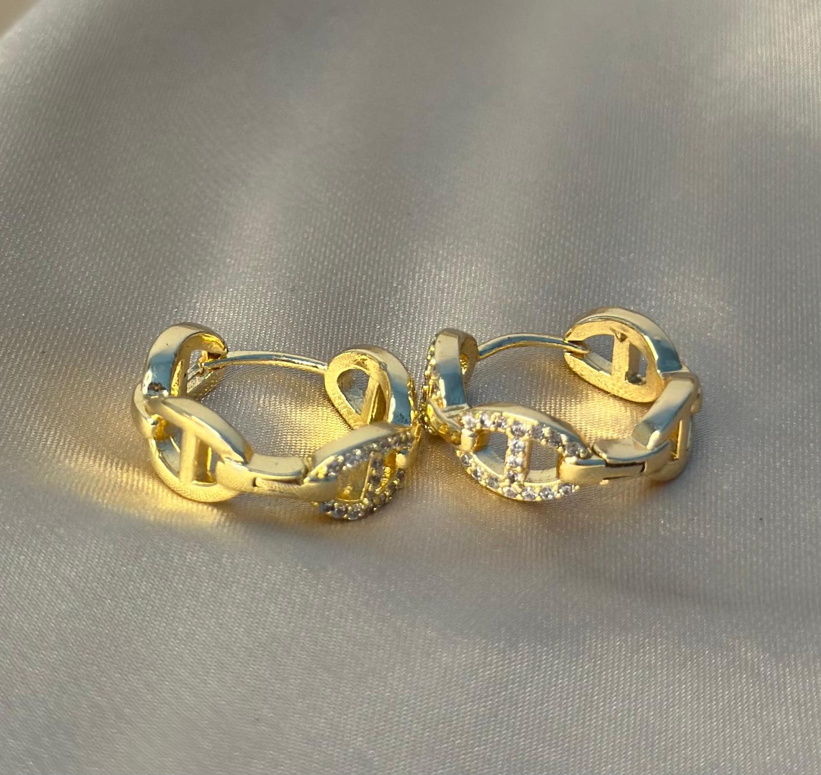 Pave Mariner Huggie Earrings