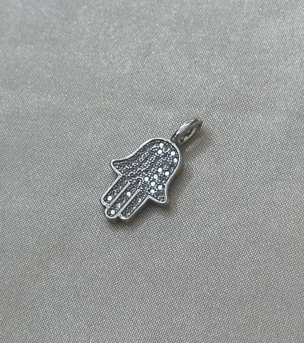 Silver Pave Hamsa Charm