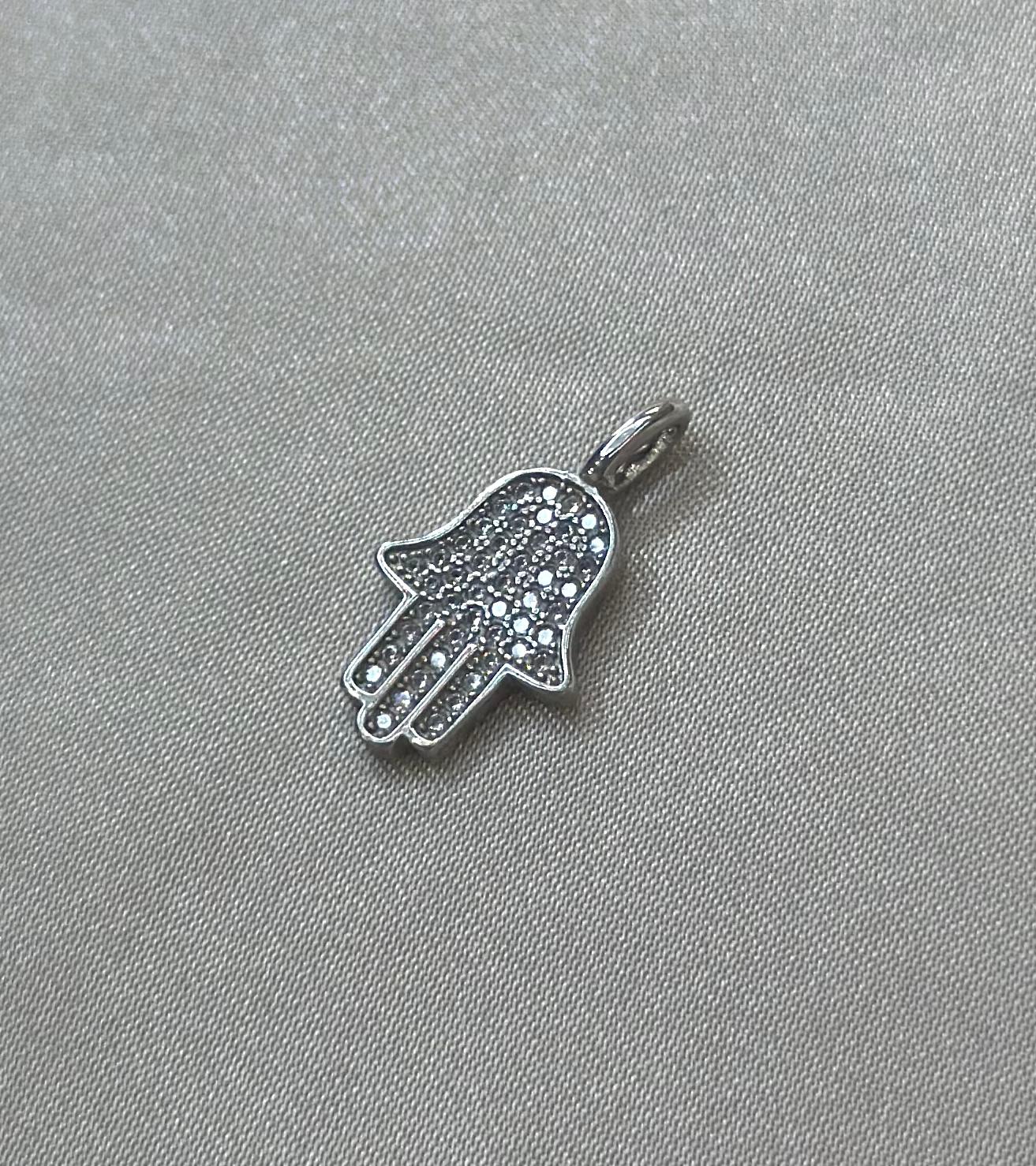 Silver Pave Hamsa Charm