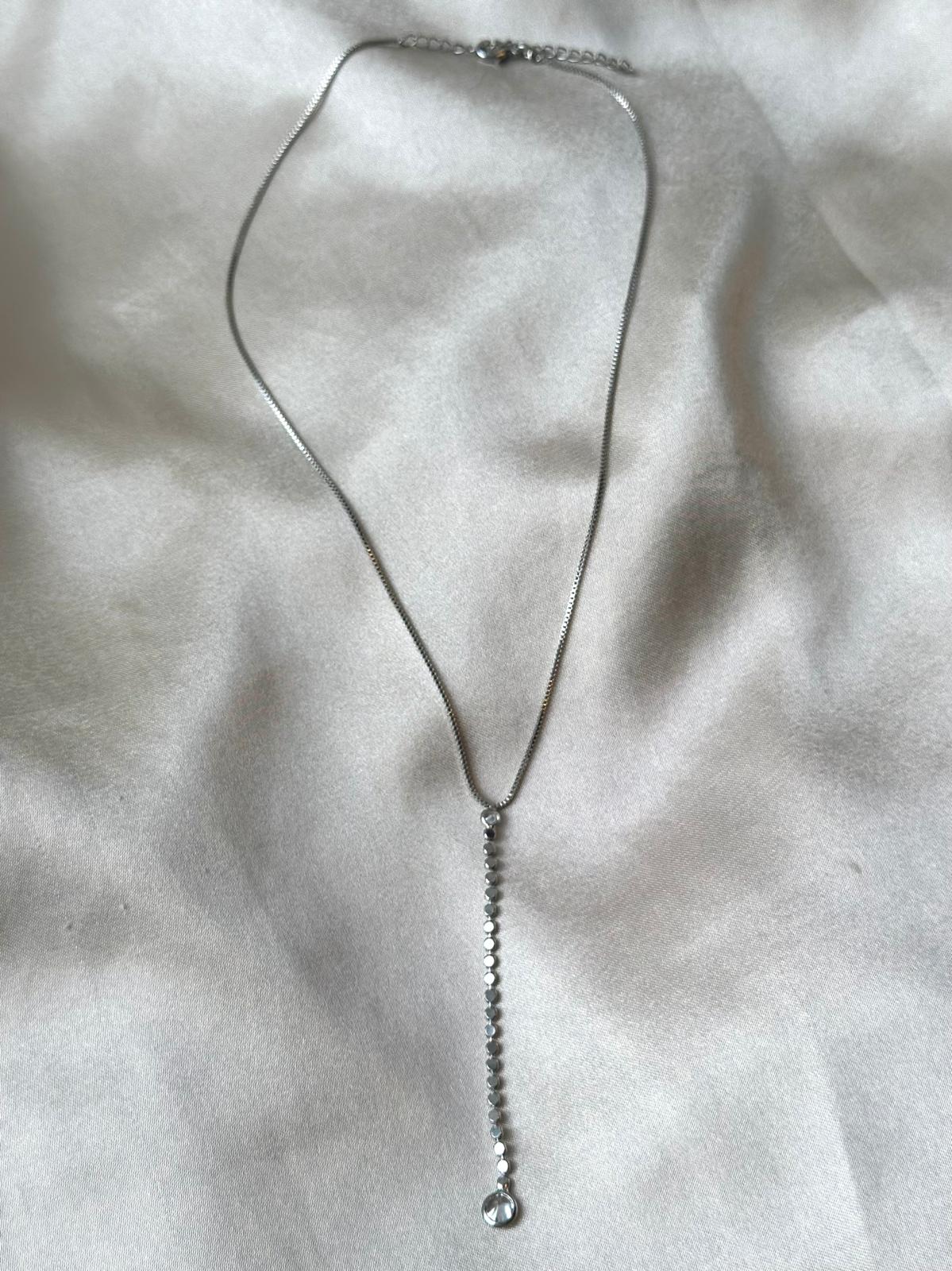 Silver Dot Chain Lariat Necklace