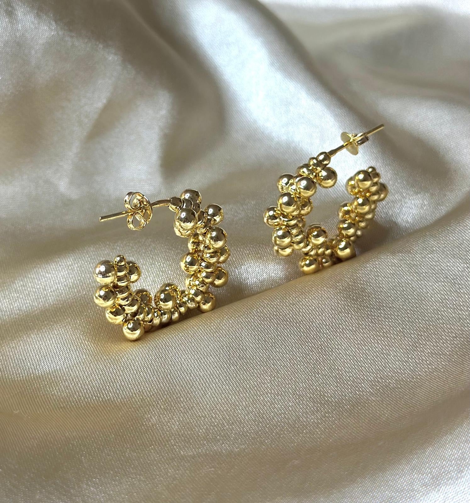 Clustered Bead Hoop Earrings