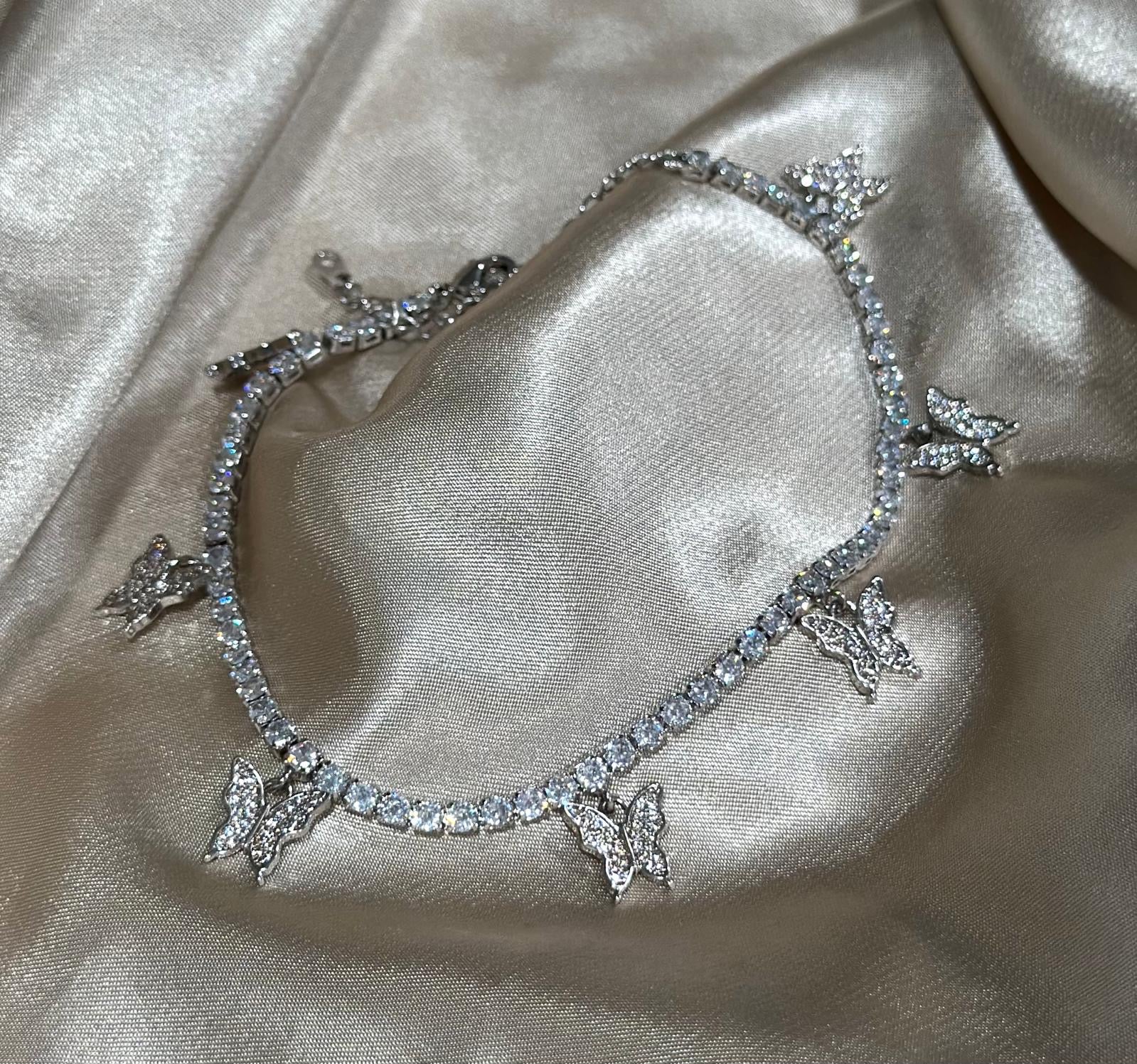 Silver Butterfly Tennis Anklet