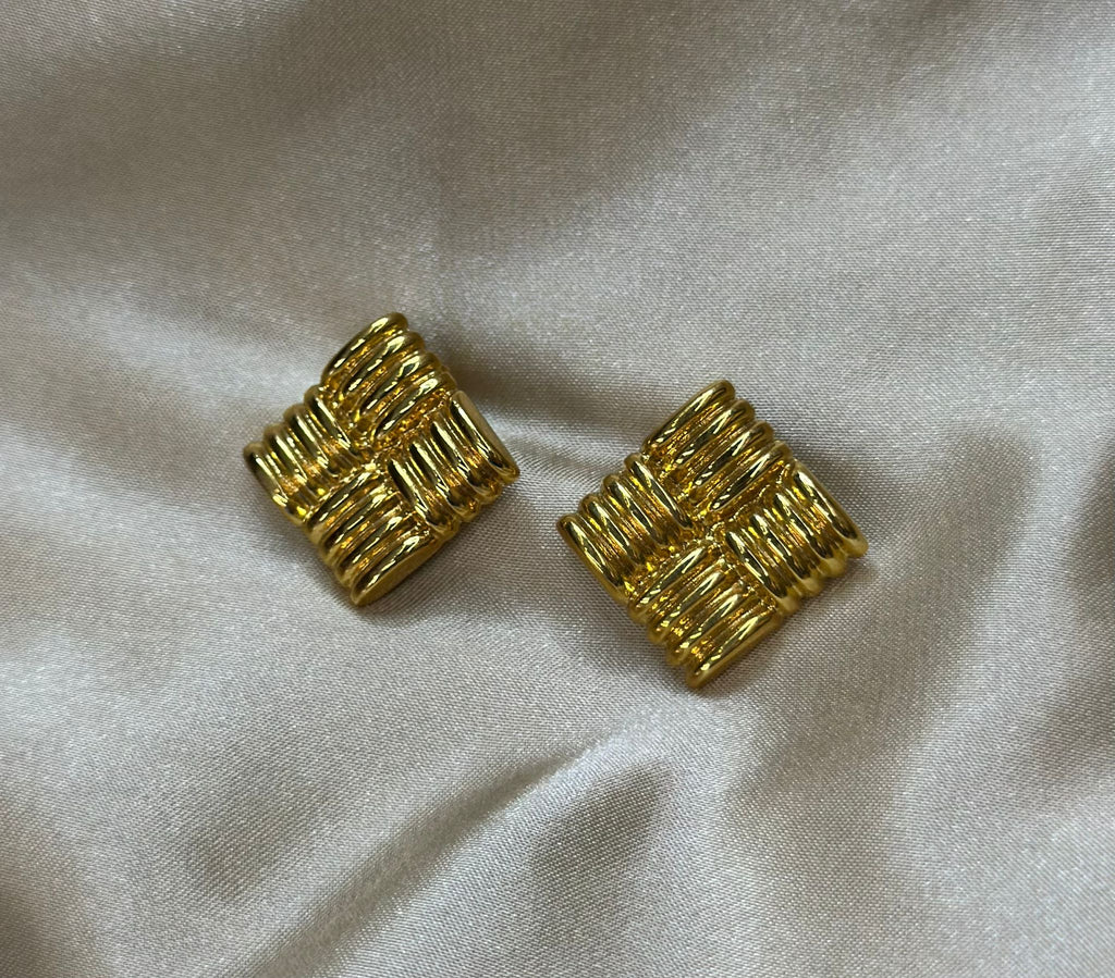 Vintage Textured Square Earrings