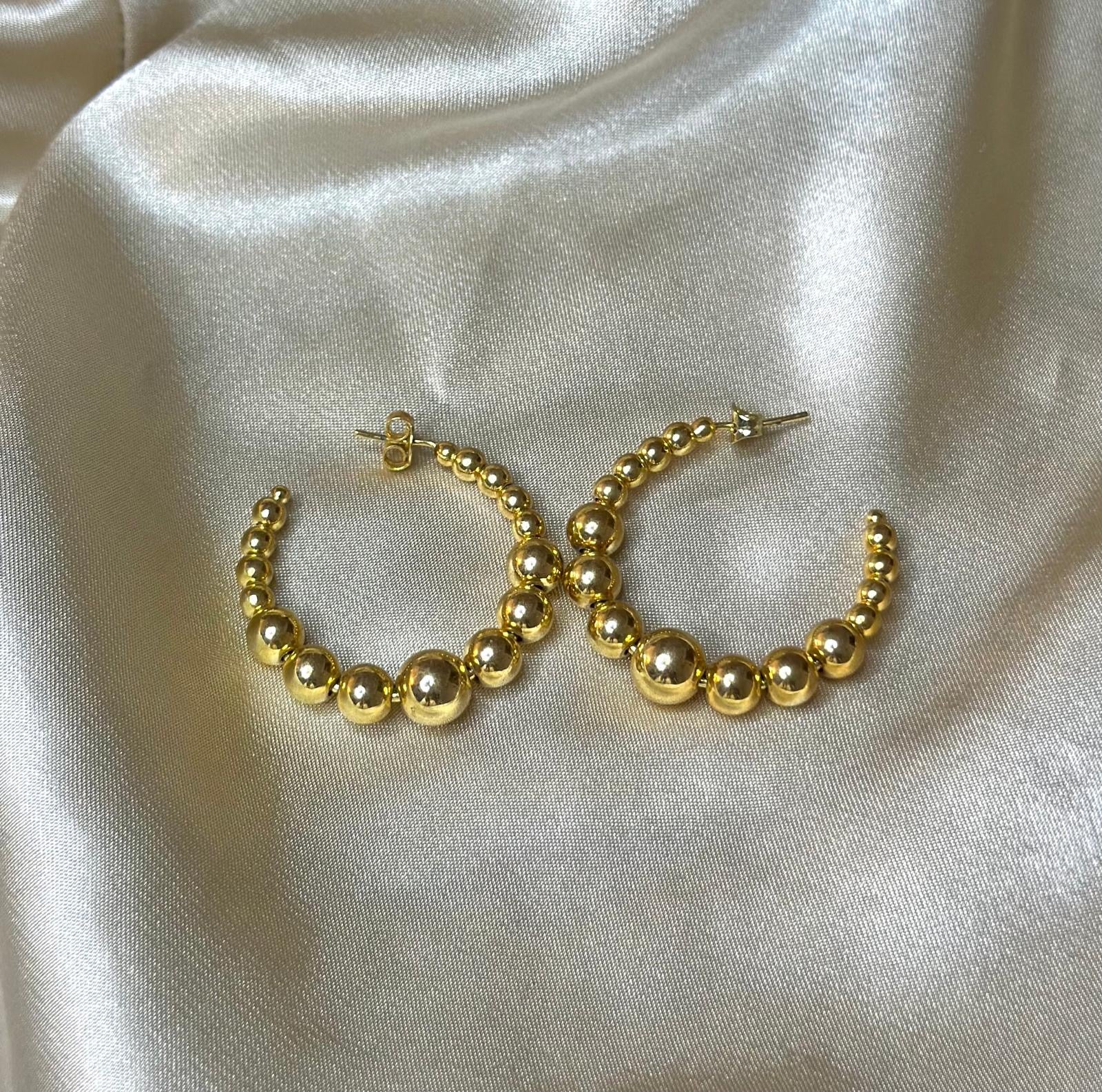 Graduated Beaded Hoop Earrings
