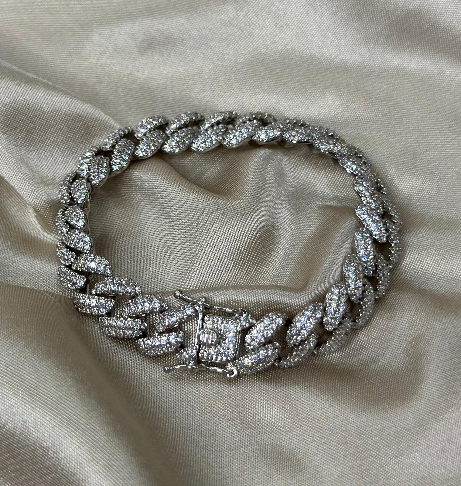 Silver Frosted Miami Cuban Link Bracelet