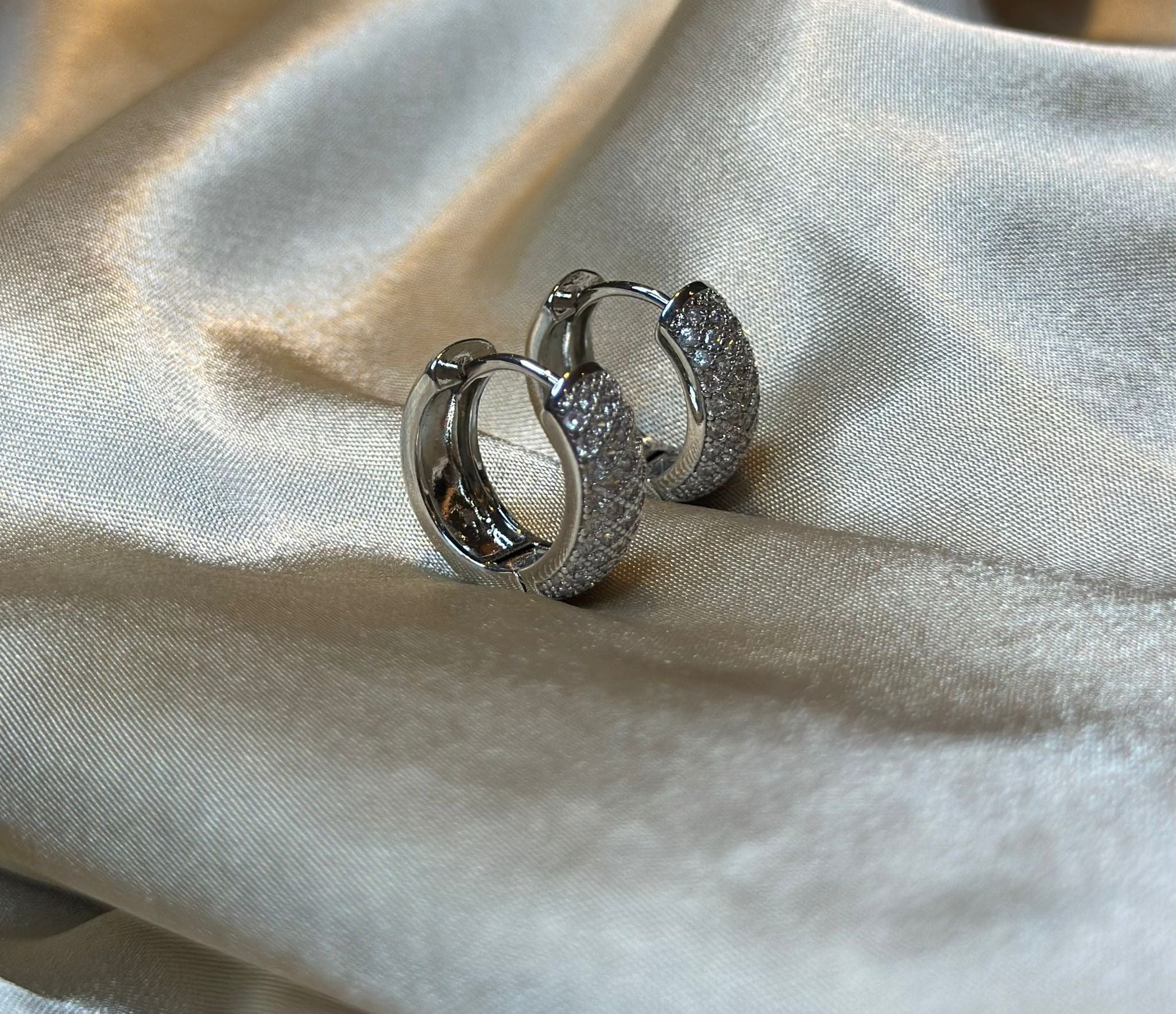 Silver Frosted Huggie Earrings