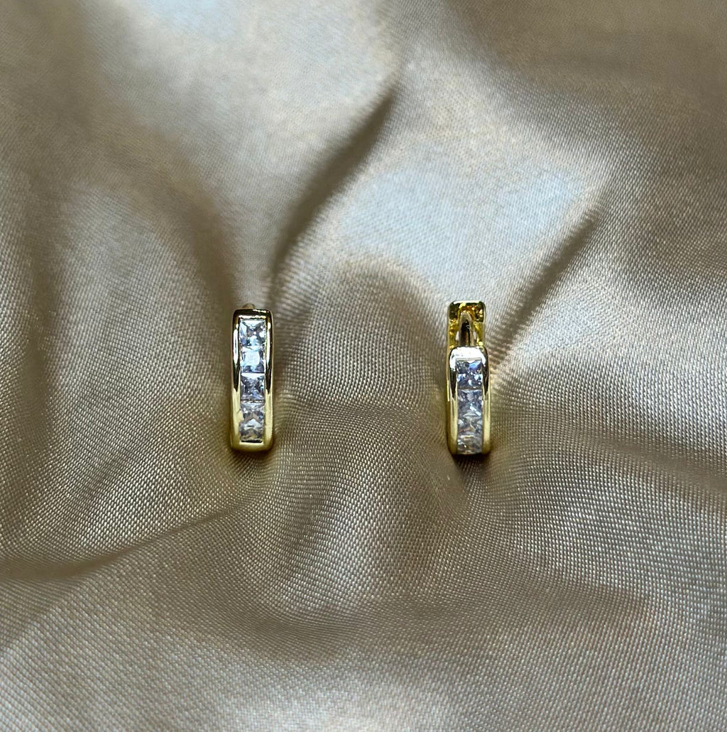 Mini Baguette Huggie Earrings