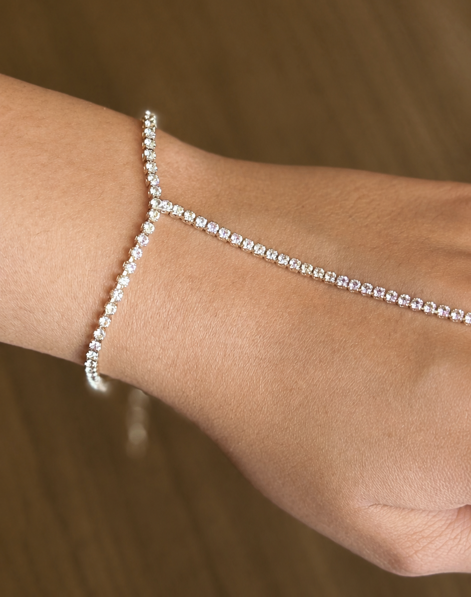 Dazzling Tennis Hand Chain Bracelet